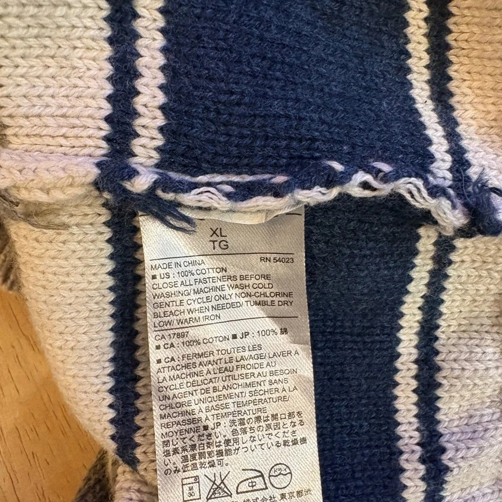 Banana Republic Men's Cream Shawl Neck Cardigan with Stripes XL Grandpacore Prep
